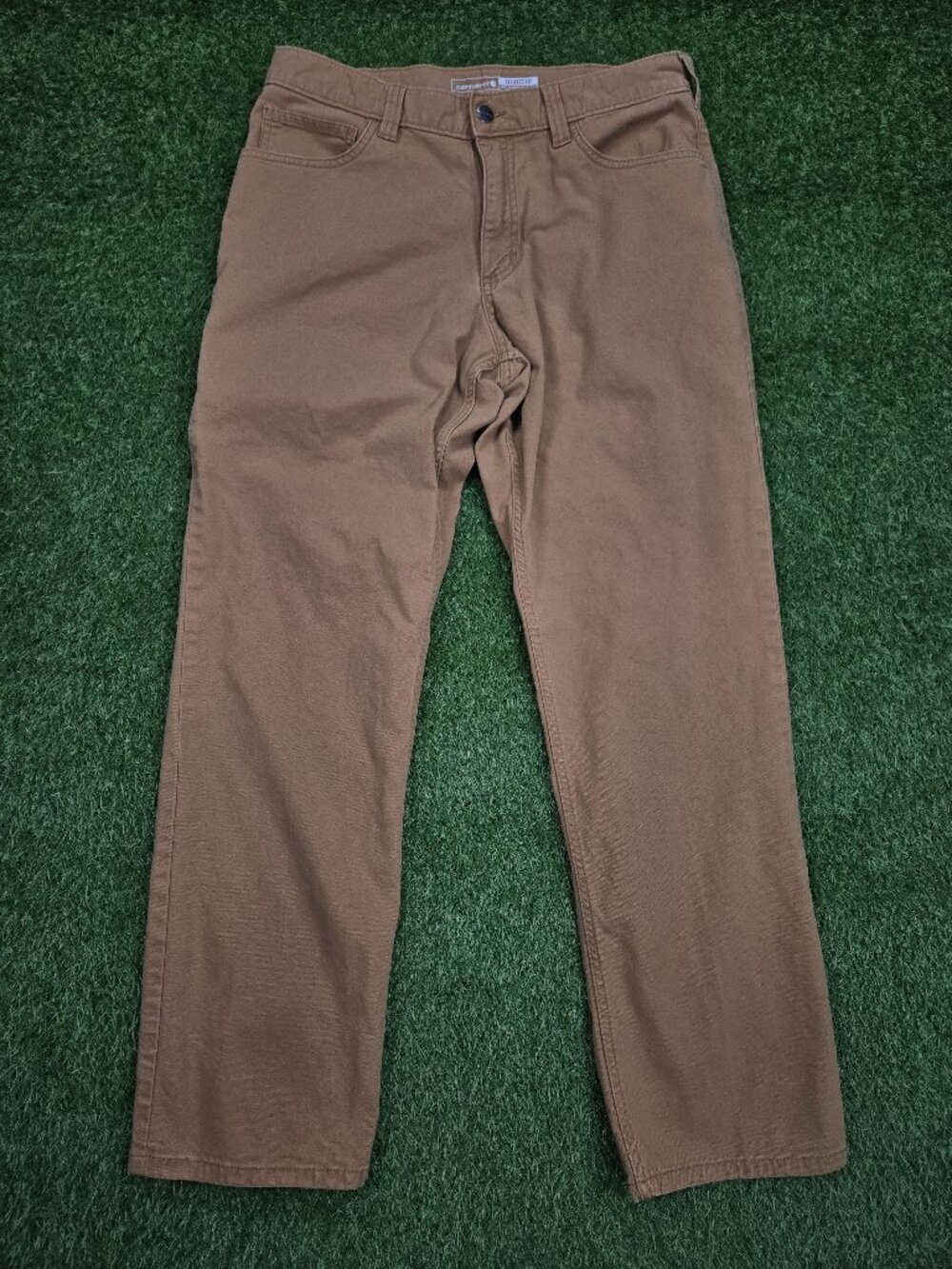 Carhartt Pants Mens 33x32 Brown Rugged Flex Relaxed Fit Canvas 5 Pocket Work